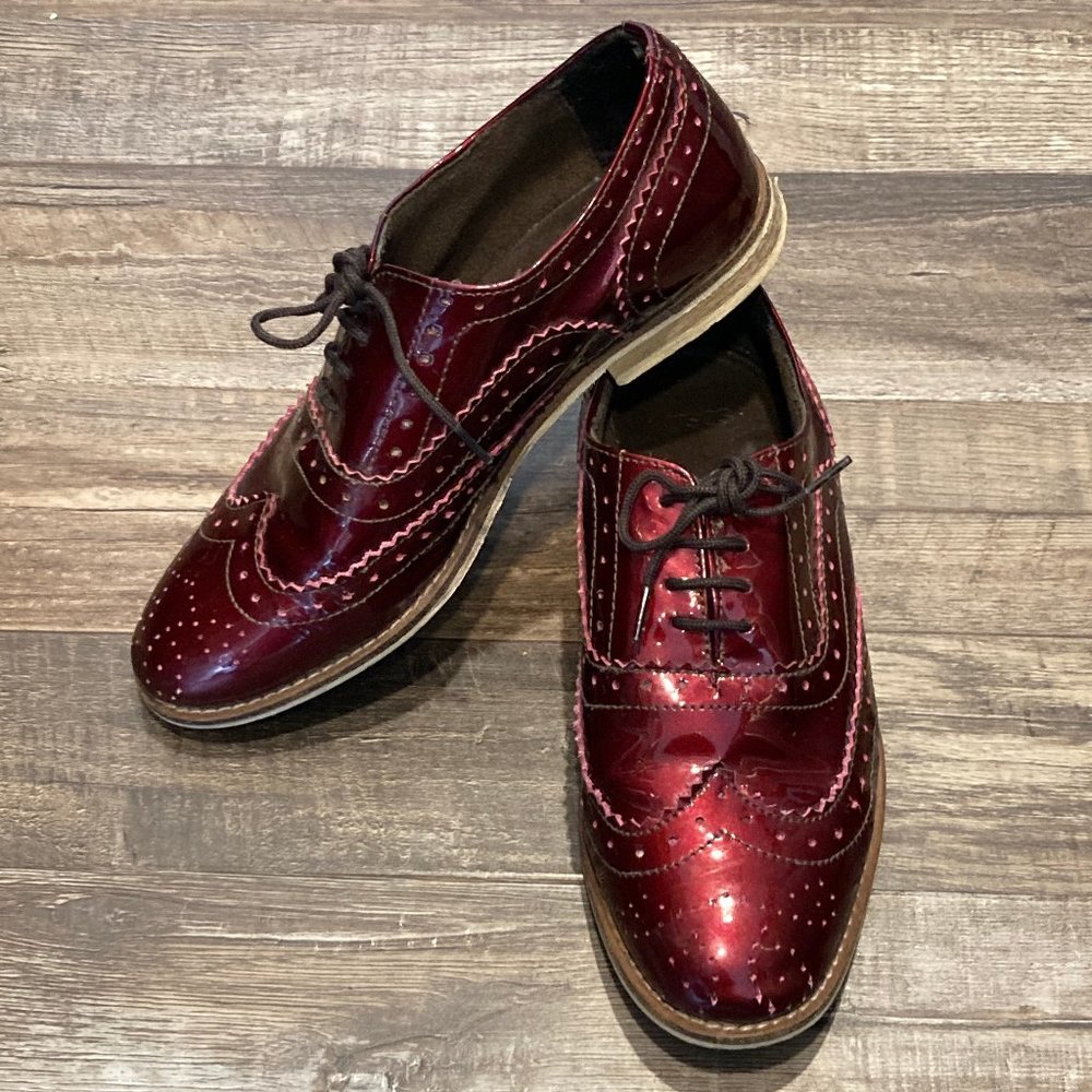 ASOS DESIGN Mai Tai Red Leather Oxford Brogues